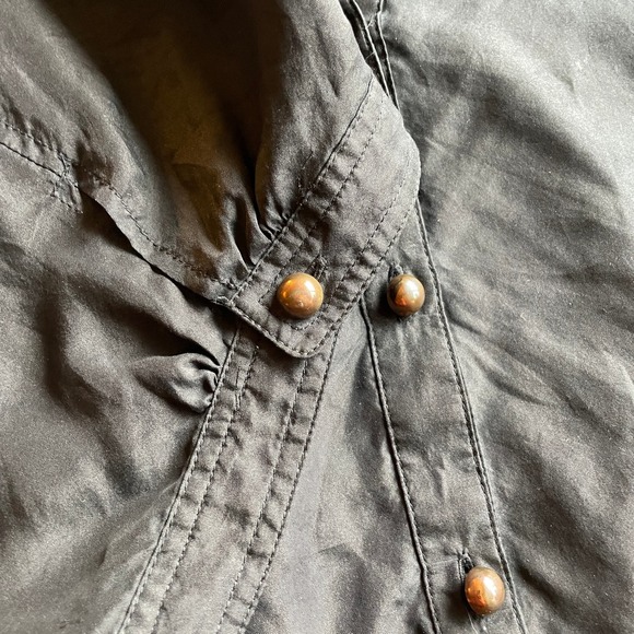 Vivienne Tam Black Silk Pearl Button Short Sleeve Dress Top Puff Sleeves Size XS - Picture 4 of 6